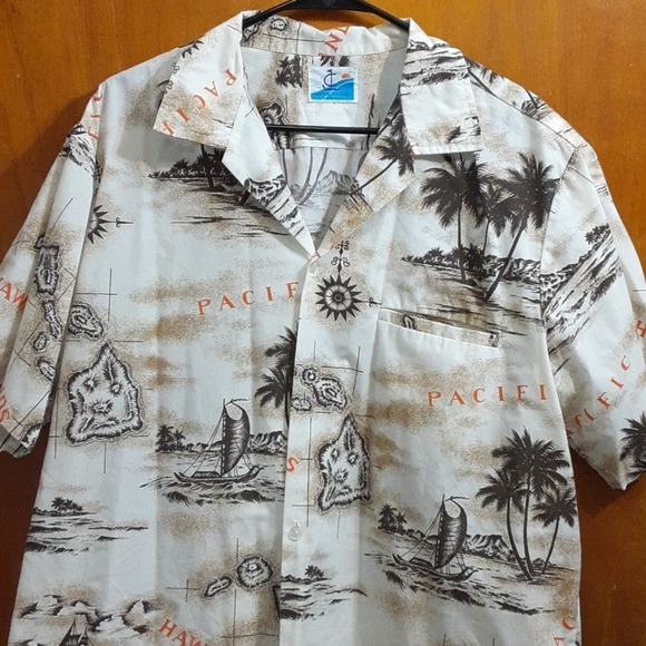 Loana Casuals Hawaii Palmtree Mens Button Short Sleeve Shirt XL - Picture 2 of 6